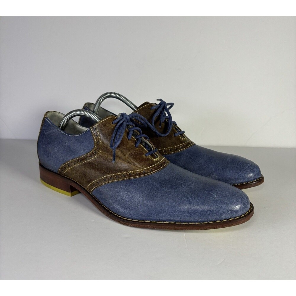 Cole Haan Saddle Oxford Men 10.5 Brown Blue Shearling Air C10045